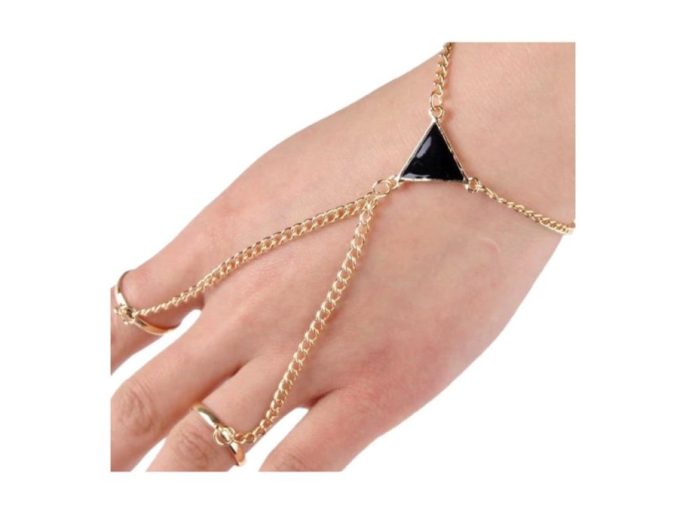 Retro Náramek a Prsten v Zlaté Barvě, Kov, Délka 18+4 cm, Velikost Prstenu 1.8 cm