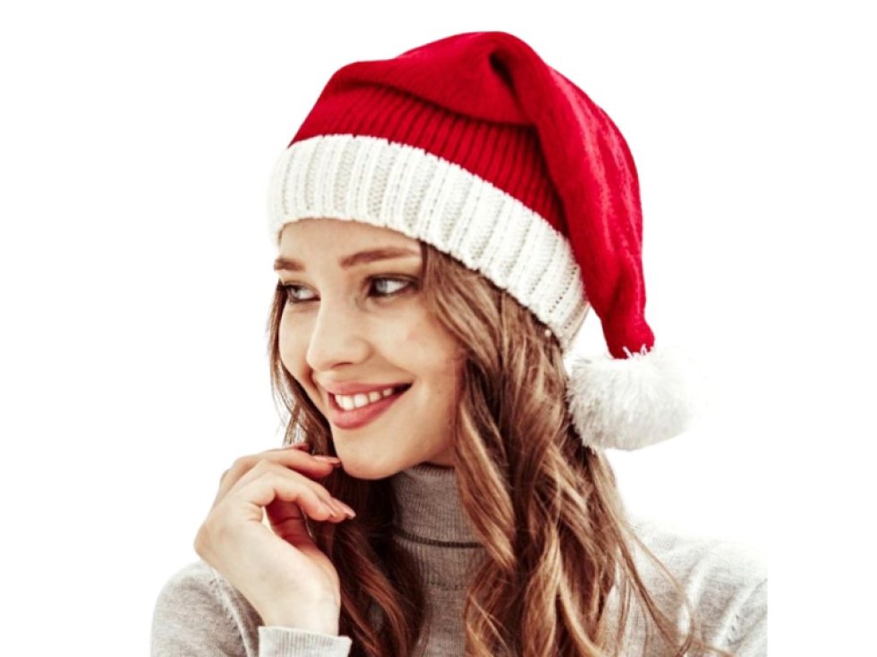 Unisex Santa čepice, červená, akrylové vlákno, 46x20 cm