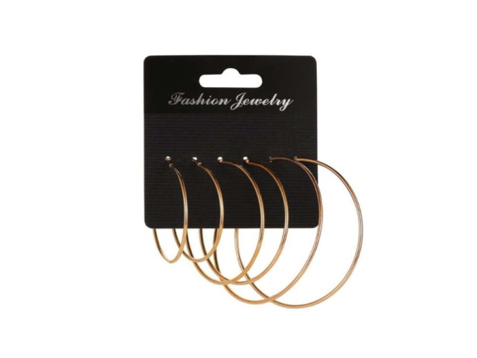 Sada 3 párů zlatých kruhových náušnic, hypoalergenní, bez niklu a chromu