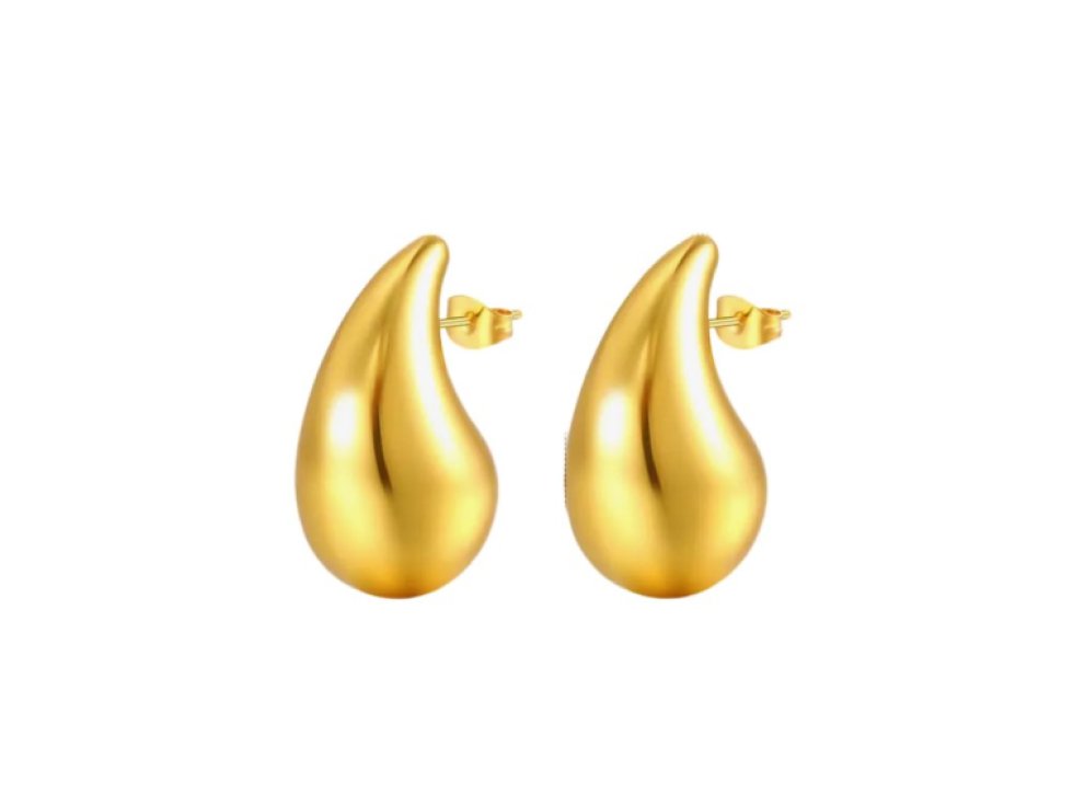 Náušnice Kapka vody zlaté, chirurgická ocel