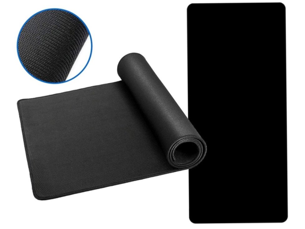 XXL Herní Podložka pod Myš, Černá, Guma + Syntetická Vlákna, 90x40 cm