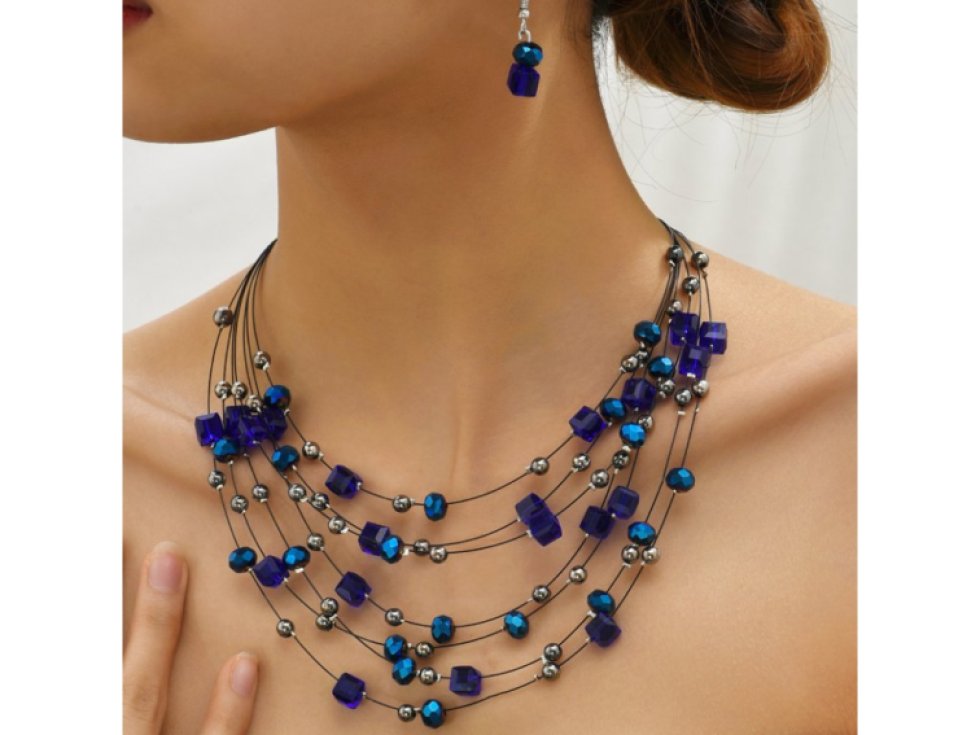 Náhrdelník a náušnice Rozpustilé korálky - modrá