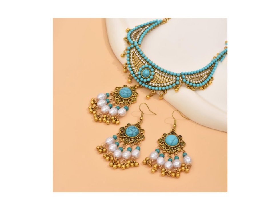 Sada náušnic a náhrdelníku Orient princess - tyrkysová