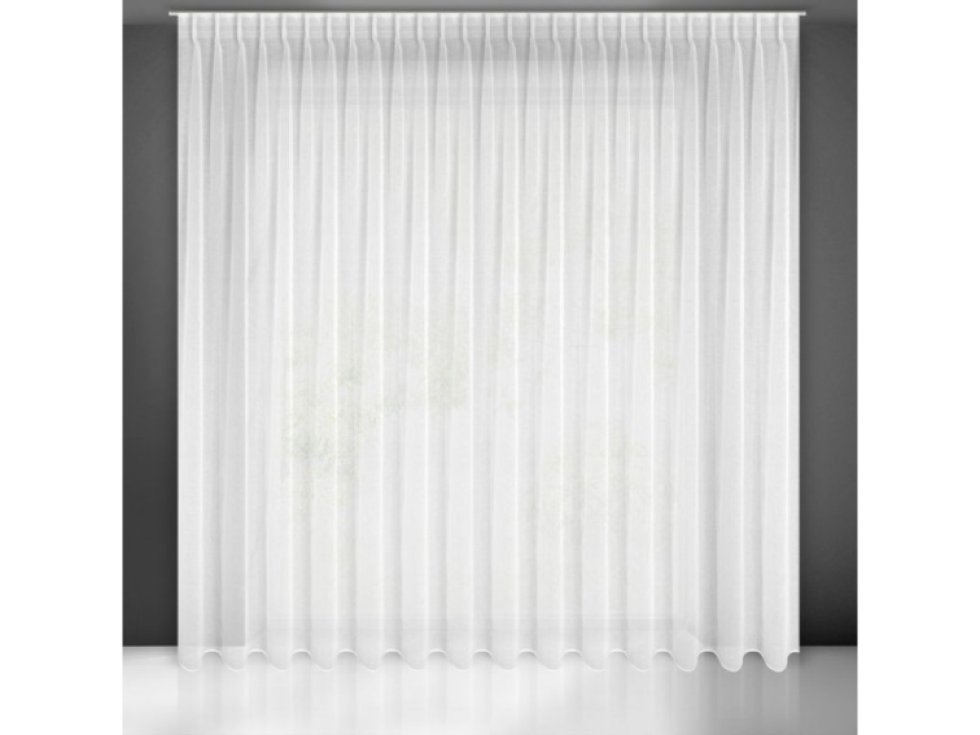 Záclona 300x300 Laya bílá hladká etaminová připravená na pásku Eurofirany