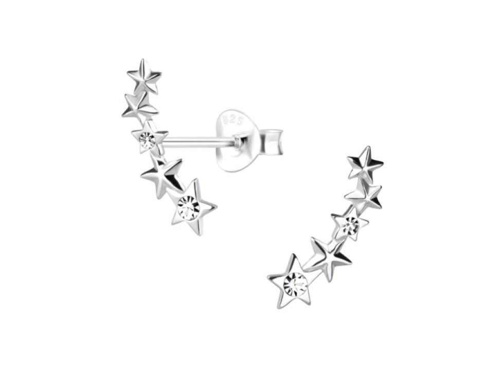 Stříbrné náušnice Krystalové hvězdy
