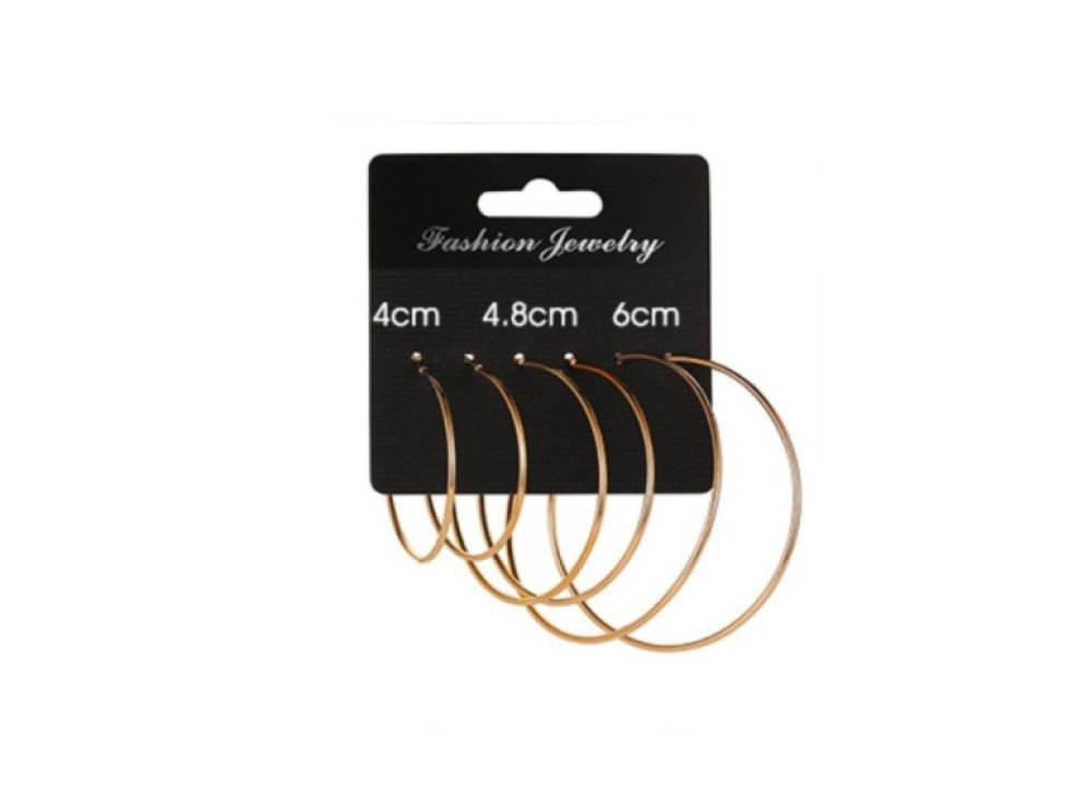 Sada 3 párů zlatých kruhových náušnic, hypoalergenní, bez niklu a chromu