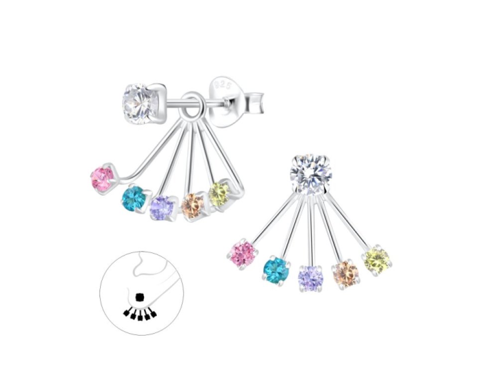 Kulaté náušnice ze šperkového stříbra 925, stříbrná barva, s antikorózní úpravou a zirkonem