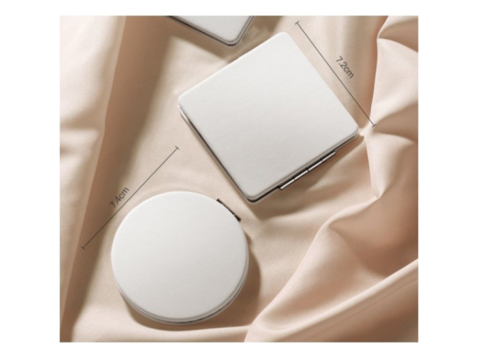 Kosmetické zrcátko bílé elegantní metalové otevírací do kabelky l11
