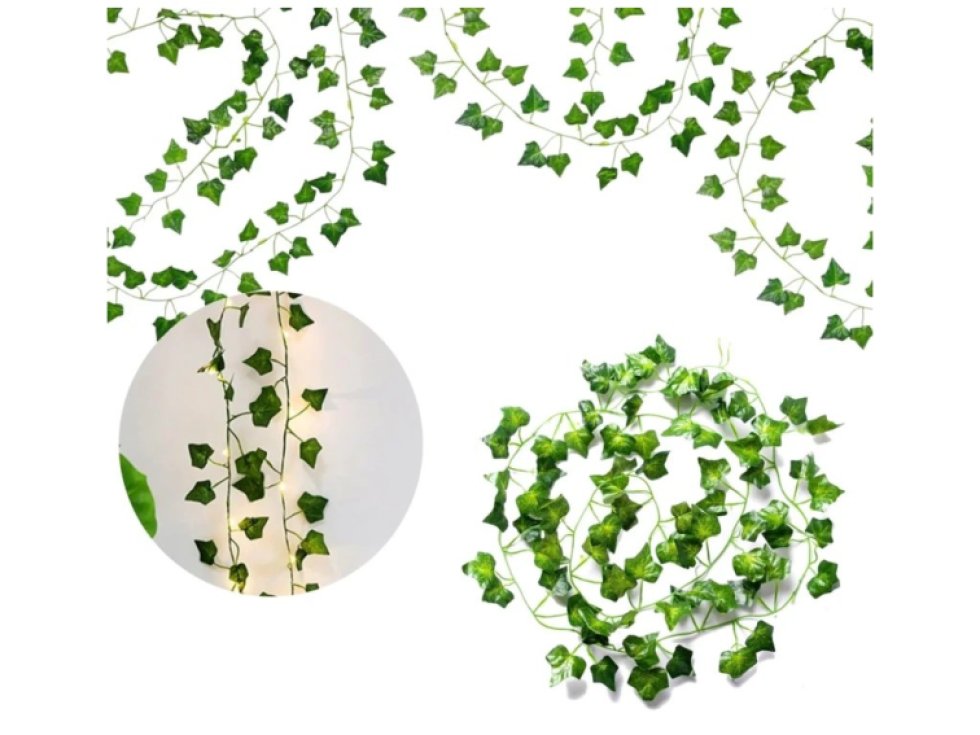 Závěsné listy břečťanu na věnec, 6 kusů, zelená, délka 210 cm