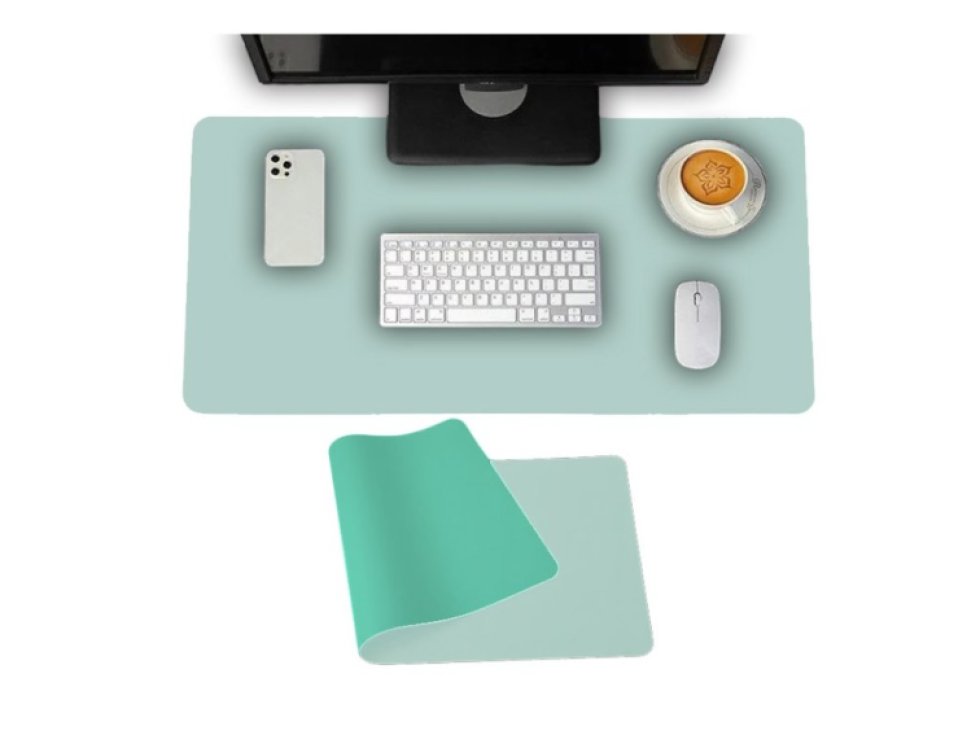 Oboustranná voděodolná podložka na stůl v mátově zelené barvě 50x80 cm.