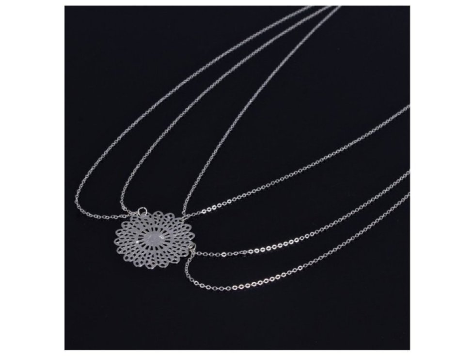 Čelenka Boho s ozdobou Tikka, stříbrná roseta