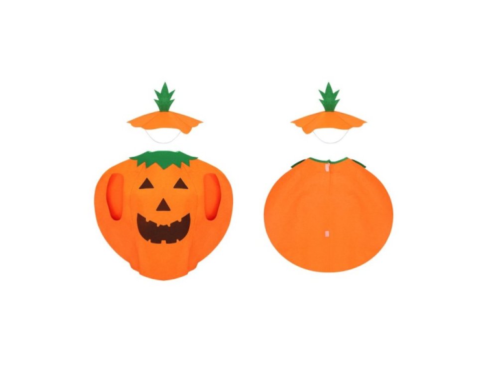 Halloweenský Kostým Dýně s Kloboukem a Taškou, Oranžová, Netkaná Textilie, 68.5x85.5 cm