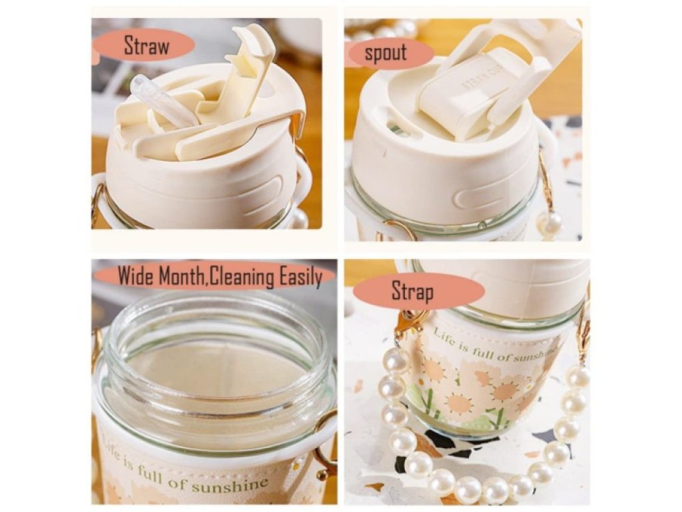 Hedvábný perlový skleněný hrníček s madlem Sunshine 350 ML SZK81