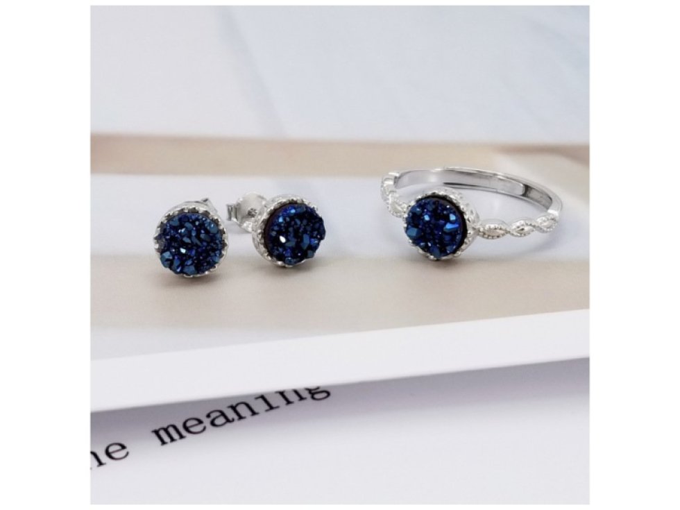 Stříbrné náušnice Blue Velvet