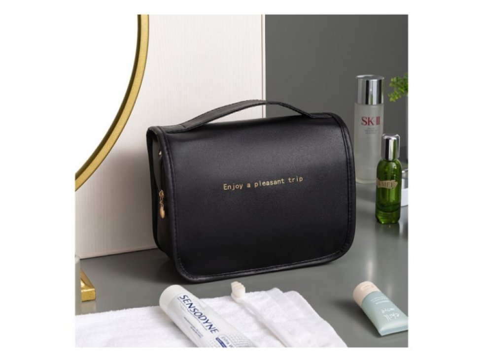 Rozkládací cestovní kosmetická taška, měkký hladký materiál, 24x20x10 cm