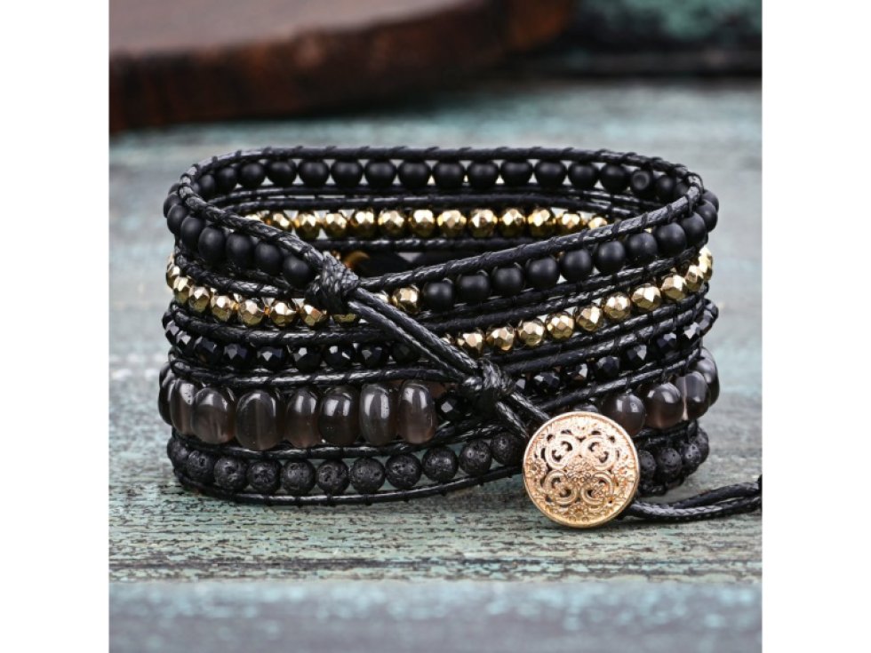 Wrap náramek Černý achát