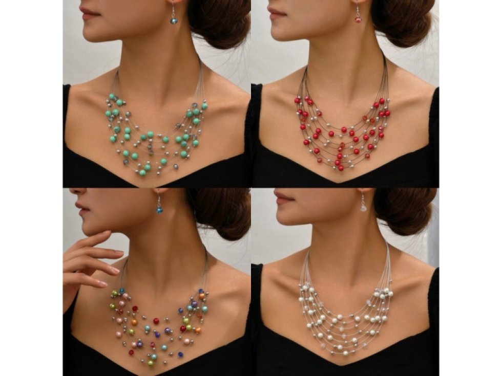 Náhrdelník a náušnice Rozpustilé korálky - červena