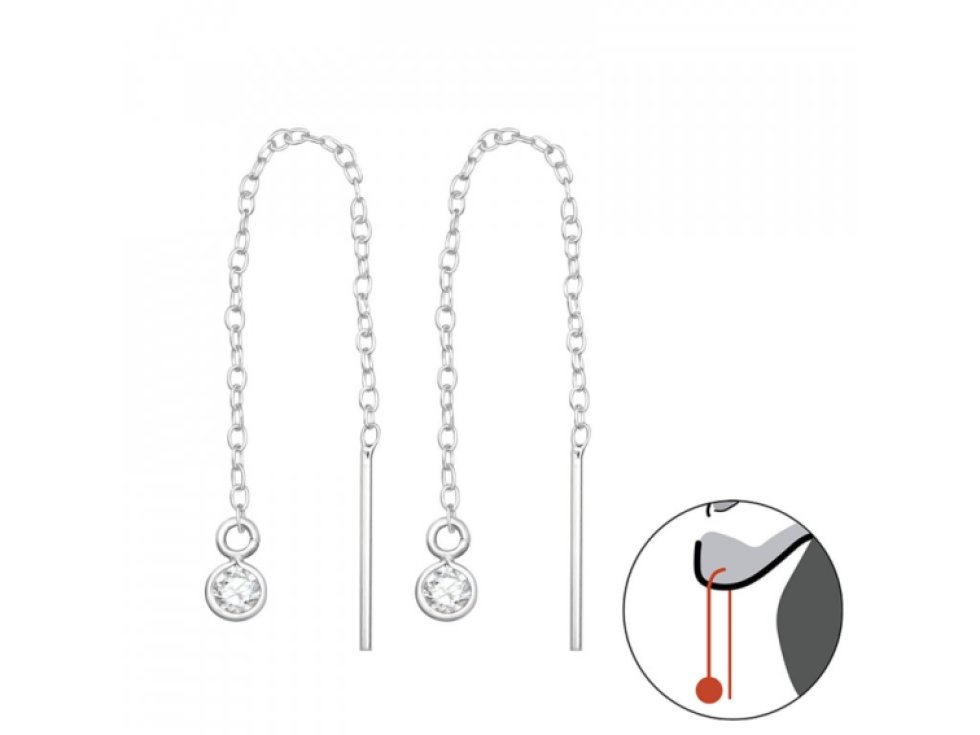 Stříbrné řetízková náušnice se zirkonem