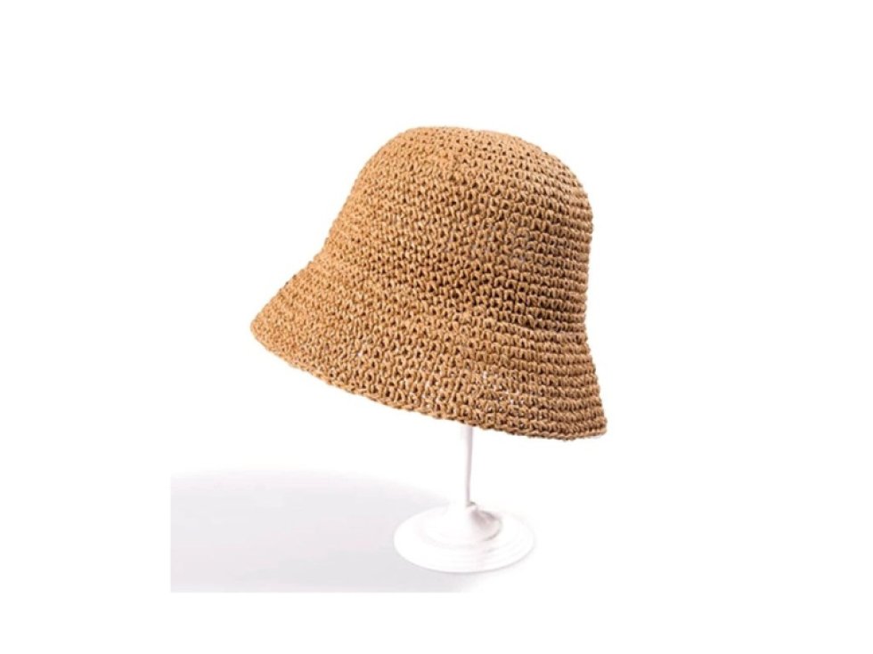 Dámský slaměný plážový klobouk BUCKET HAT, tmavá sláma, univerzální velikost 56-58 cm