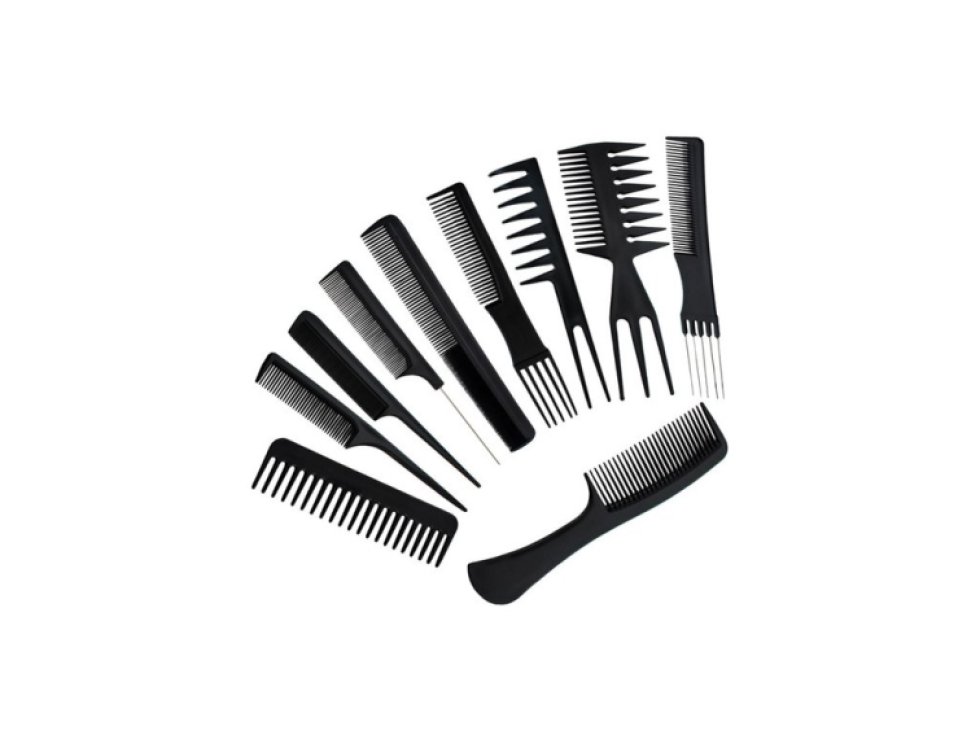 Kadeřnické hřebeny - sada 10 ks