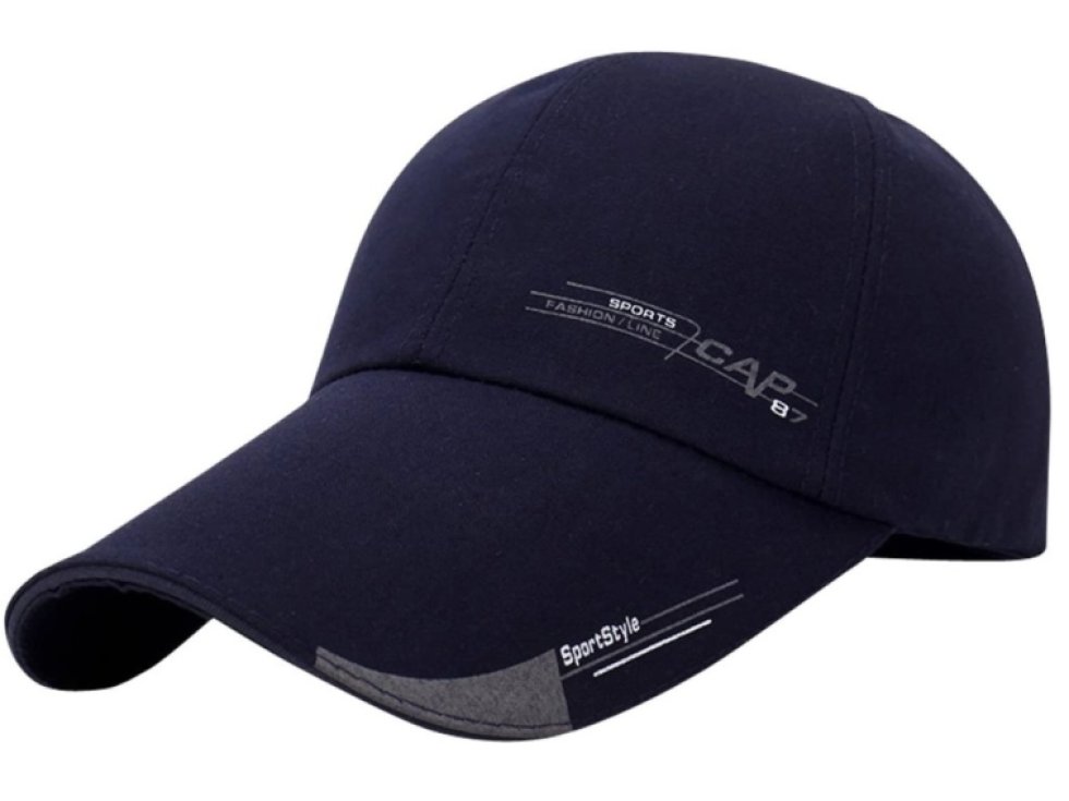 Tmavě modrá baseballová čepice s nápisem, bavlněný materiál, univerzální velikost