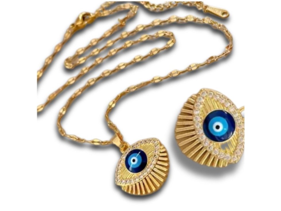 Náhrdelník zlatý chirurgická ocel 316L dámský s pozlaceným okem.