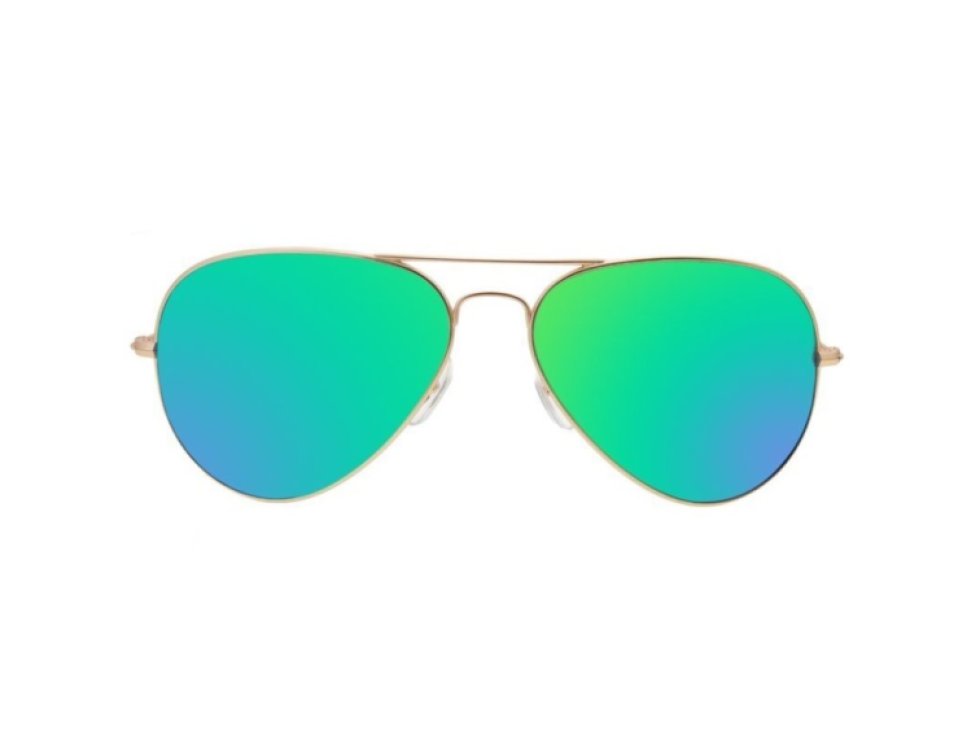 Sluneční Brýle Aviators Pilotky, Tyrkysová Zrcadlová Skla, Zlatý Kovový Držák