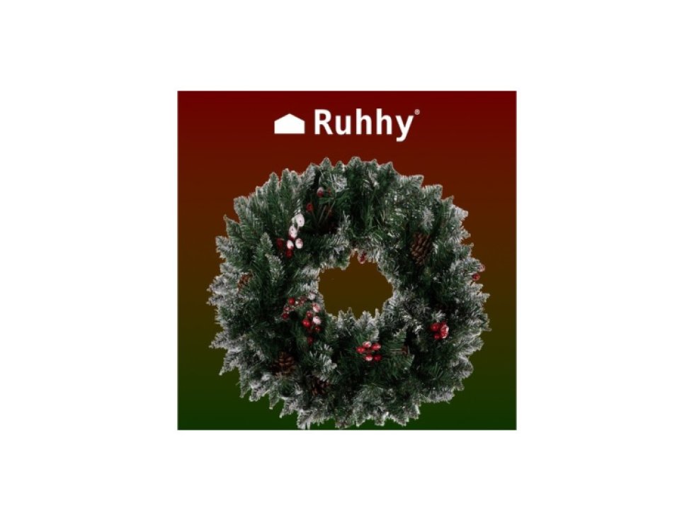 Zasněžený vánoční věnec Ruhhy 22302