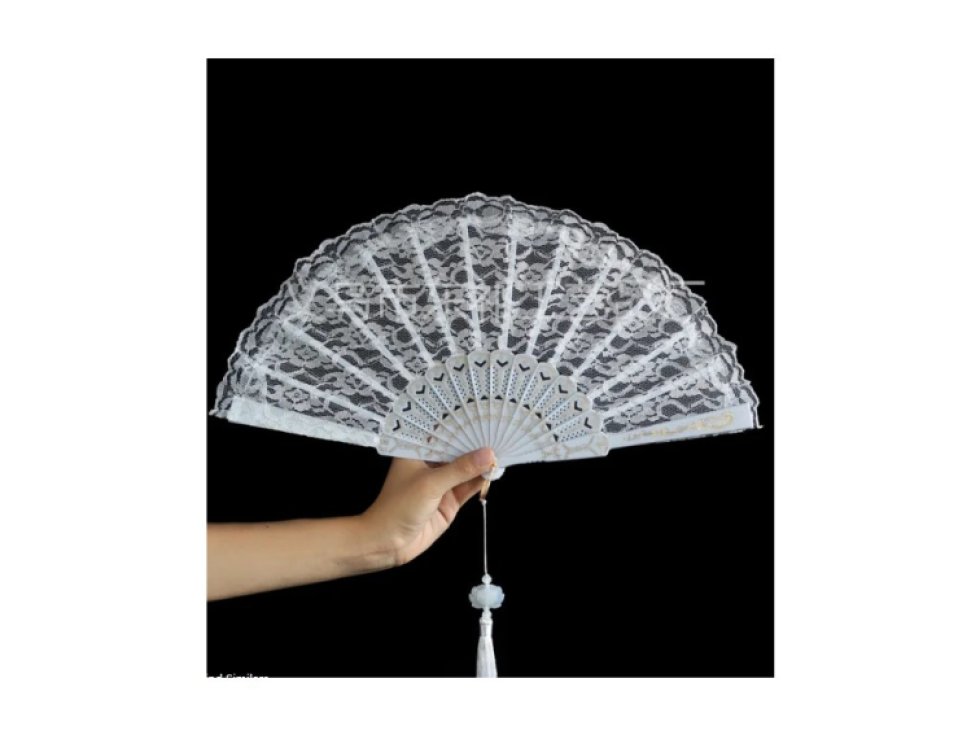 Vějíř krajkový bílý