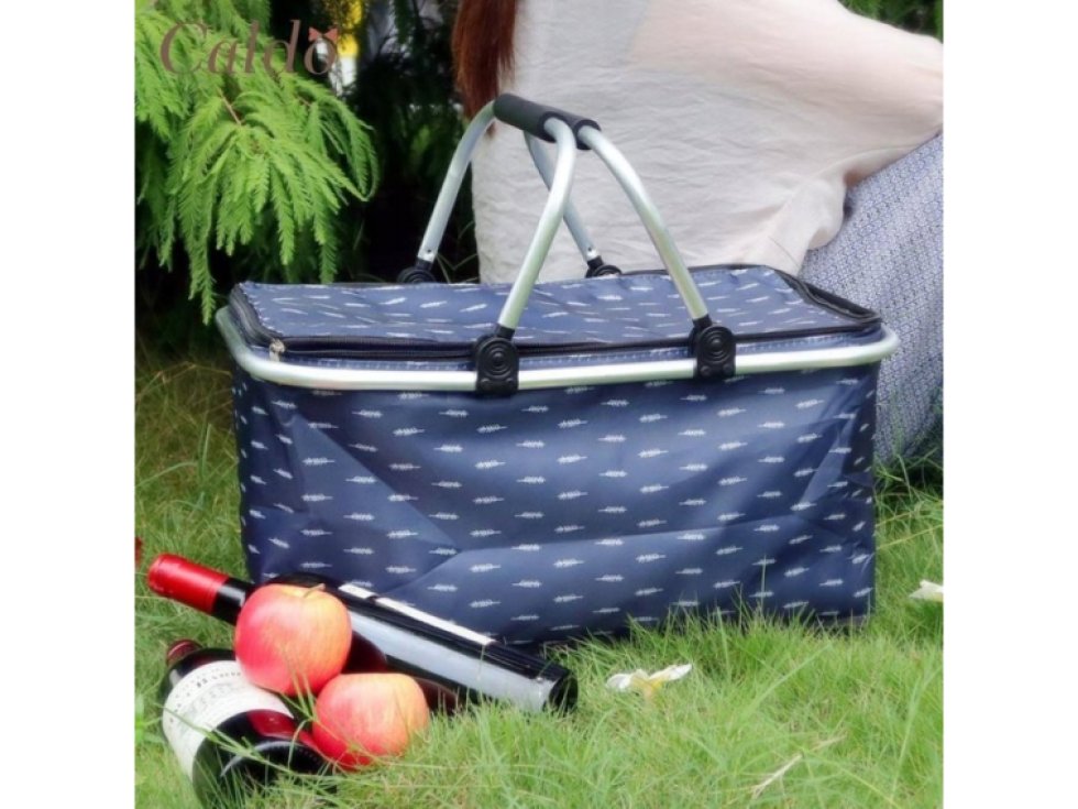 Skládací Termokoš pro Nákupy a Pikniky s Izolační Tepelnou Vrstvou, 47x27x23cm, Hmotnost 630g