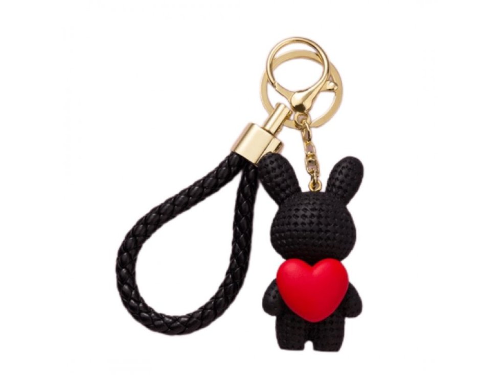 Klíčenka s přívěskem černý medvěd a srdce, délka 7 cm, hmotnost 54 g