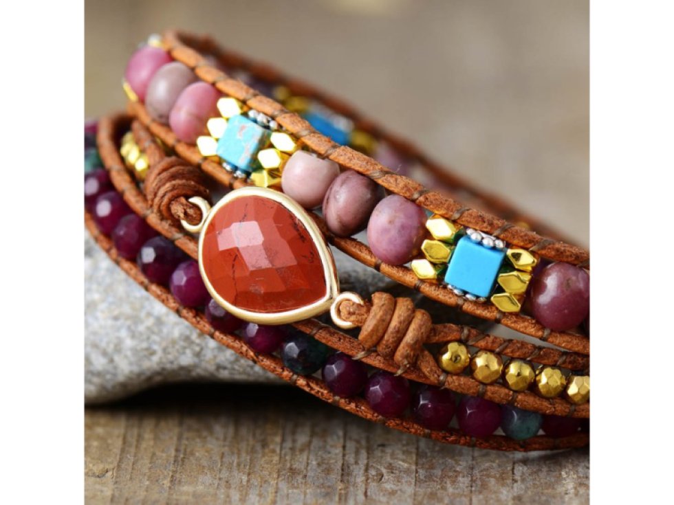 Wrap náramek Jaspis červený - Srdce