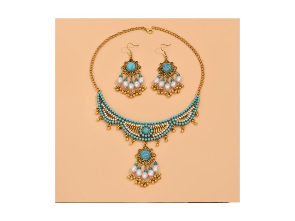 Sada náušnic a náhrdelníku Orient princess - tyrkysová