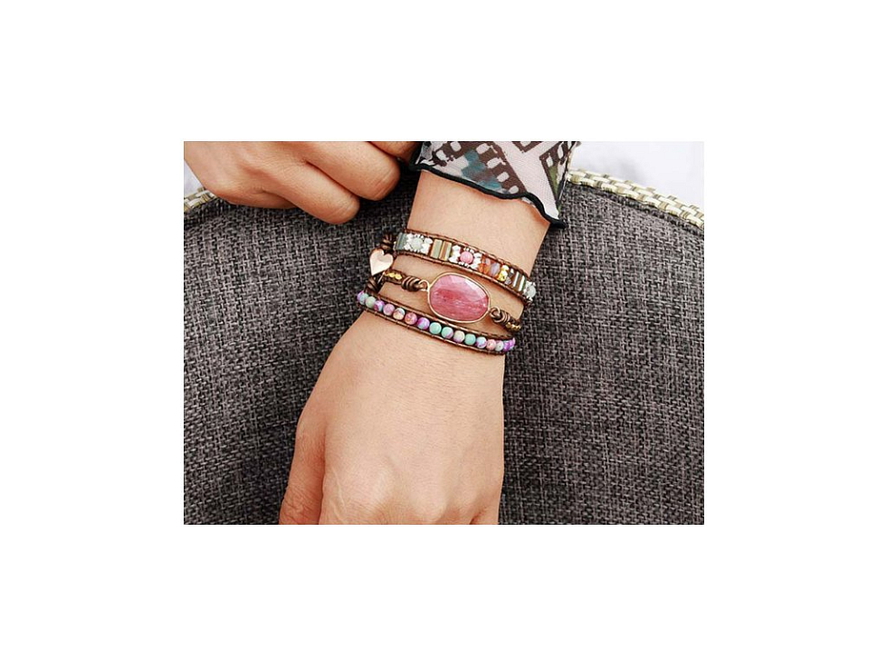 Wrap náramek Červený opál - Radost