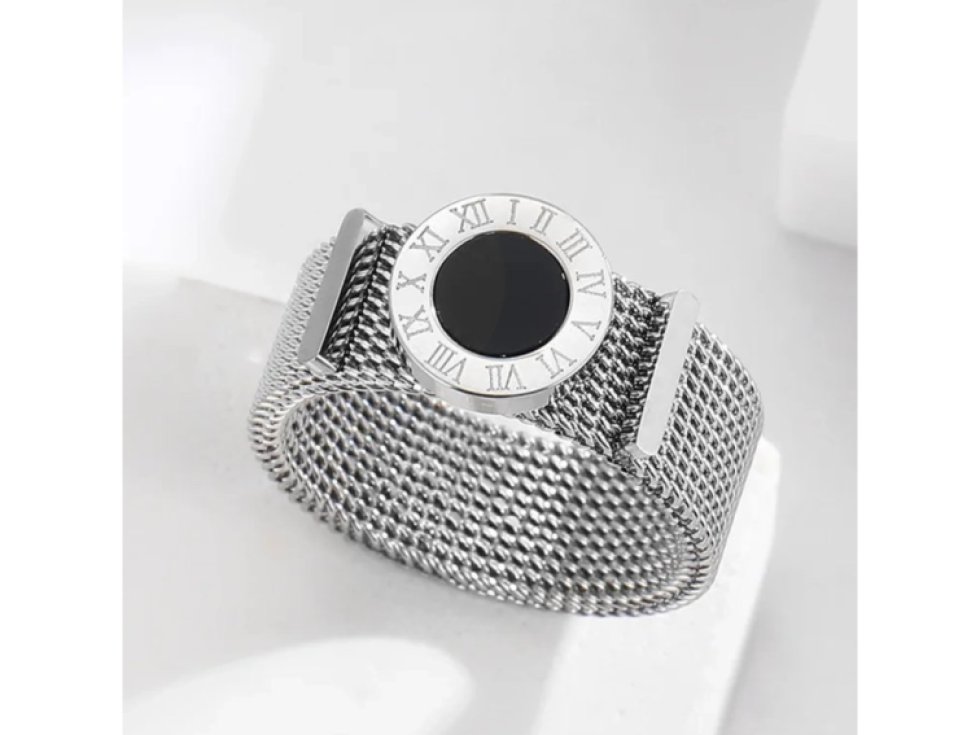 Dámský prsten Římské hodiny, stříbrný, z chirurgické oceli