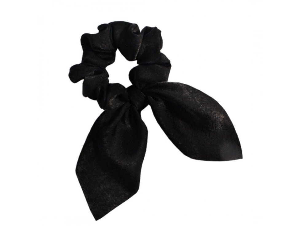 Černý šátek na krátké vlasy s průměrem gumičky až 12 cm, možnost rozvázání