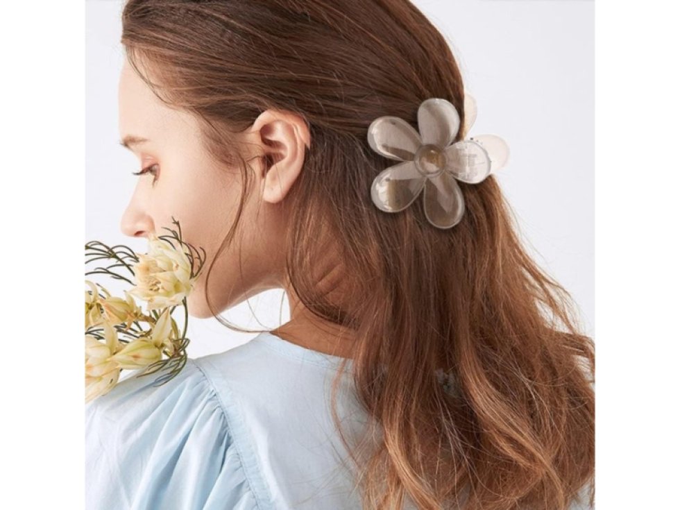 Transparentní XL květinová sponka klips 7x7 cm SP273