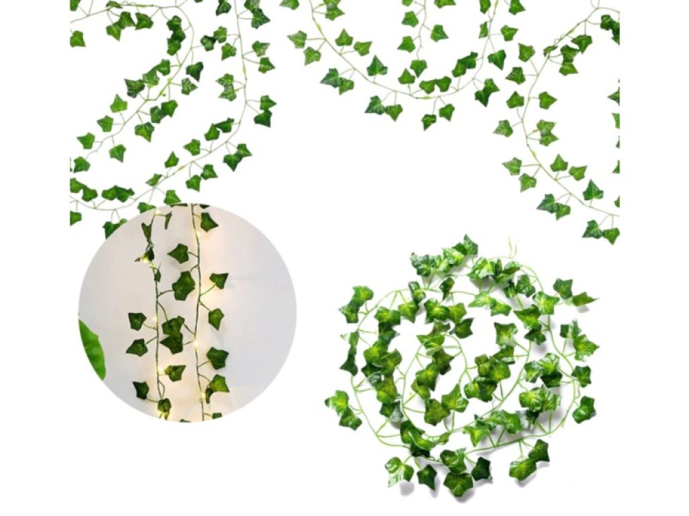 Závěsné listy břečťanu na věnec, 6 kusů, zelená, délka 210 cm