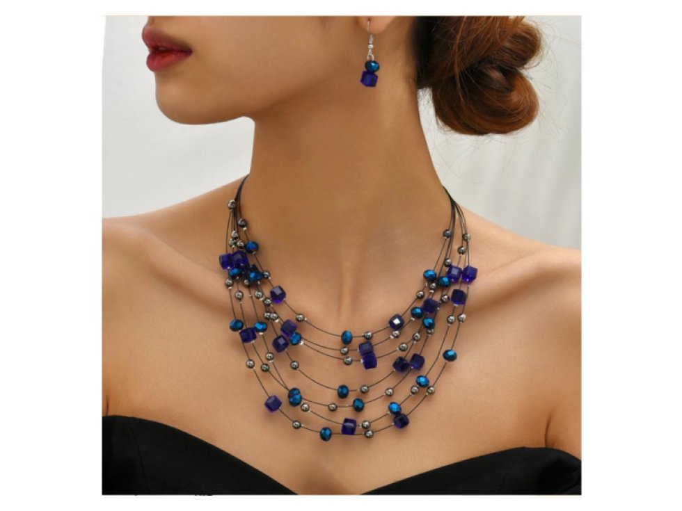 Náhrdelník a náušnice Rozpustilé korálky - modrá