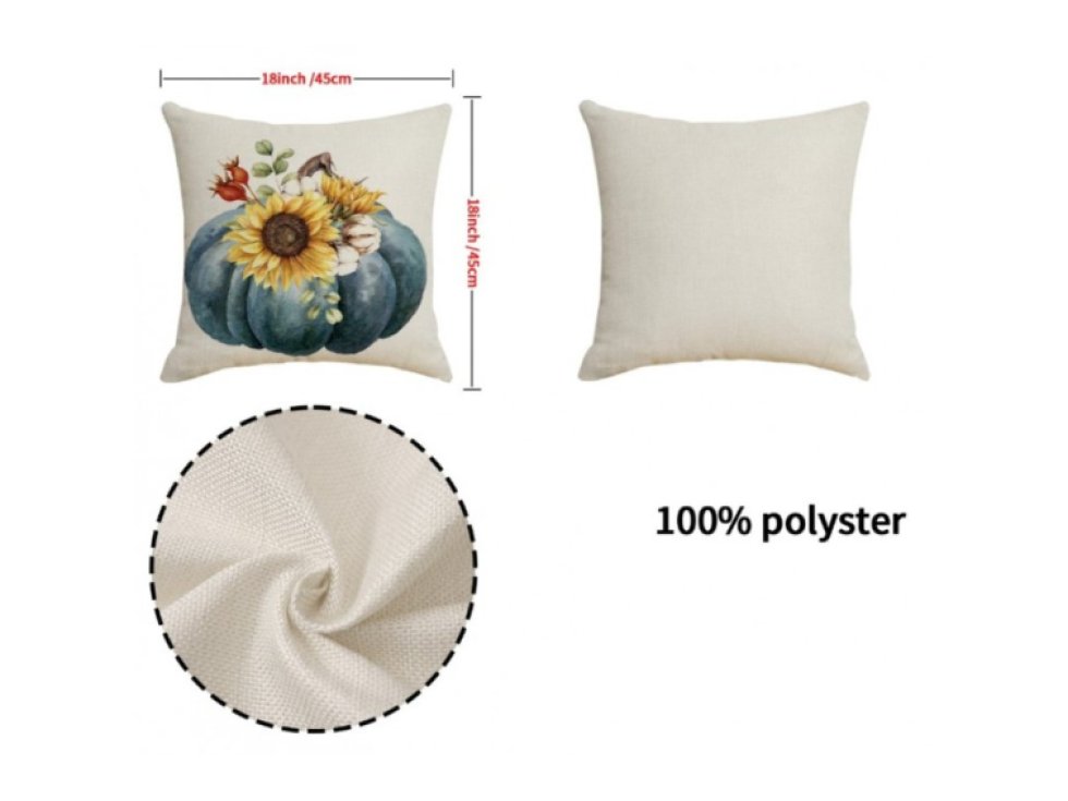 Povlak na polštář 45x45cm s podzimním potiskem BOHO, 100% polyester, hmotnost 77g