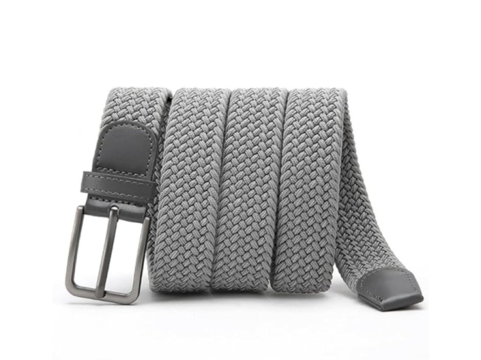 Flexibilní elegantní silný pletený pás na kalhoty šedý