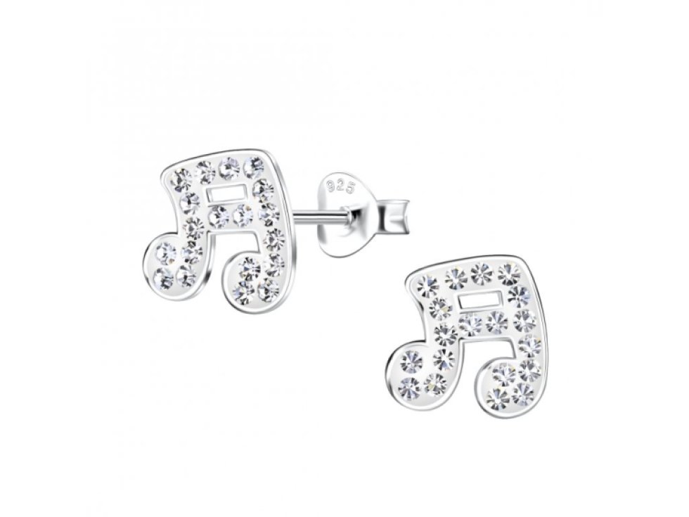 Dětské stříbrné náušnice Třpytivé noty