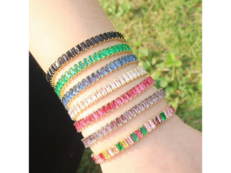 Náramek s krystaly Eliana zlatá pestrobarevna - Náramek s krystaly