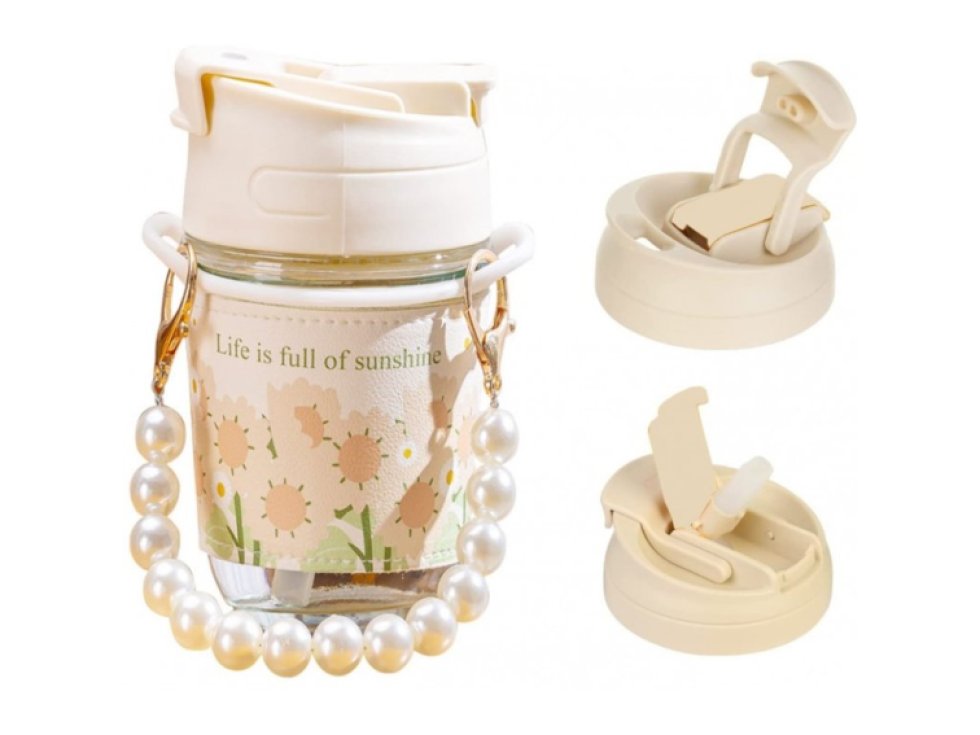 Hedvábný perlový skleněný hrníček s madlem Sunshine 350 ML SZK81