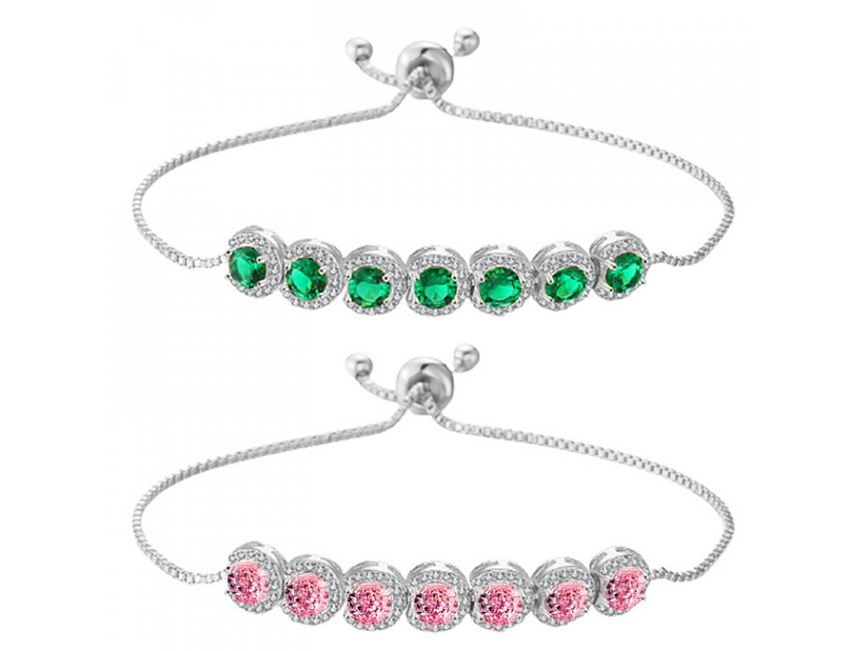 Náramek s krystaly Verónica růžová, růžové zlato řetízek - Náramek s krystaly