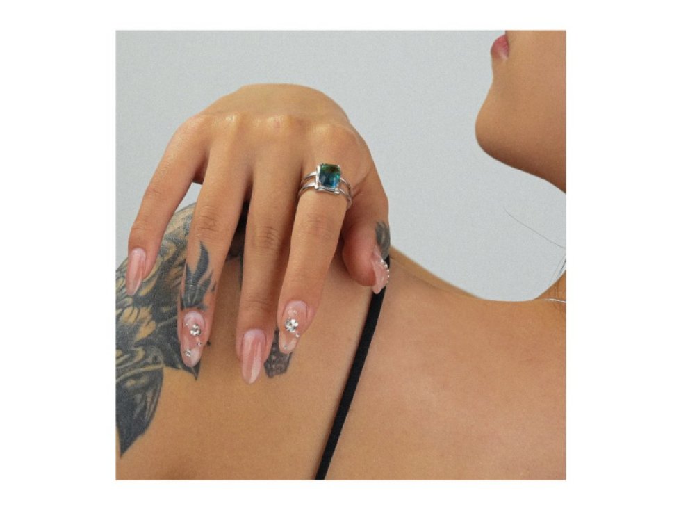 Stříbrný prsten Cathrine kamenem Turmalín