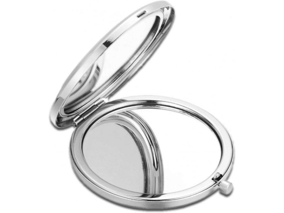 Kosmetické zrcátko bílé elegantní metalové otevírací do kabelky l11