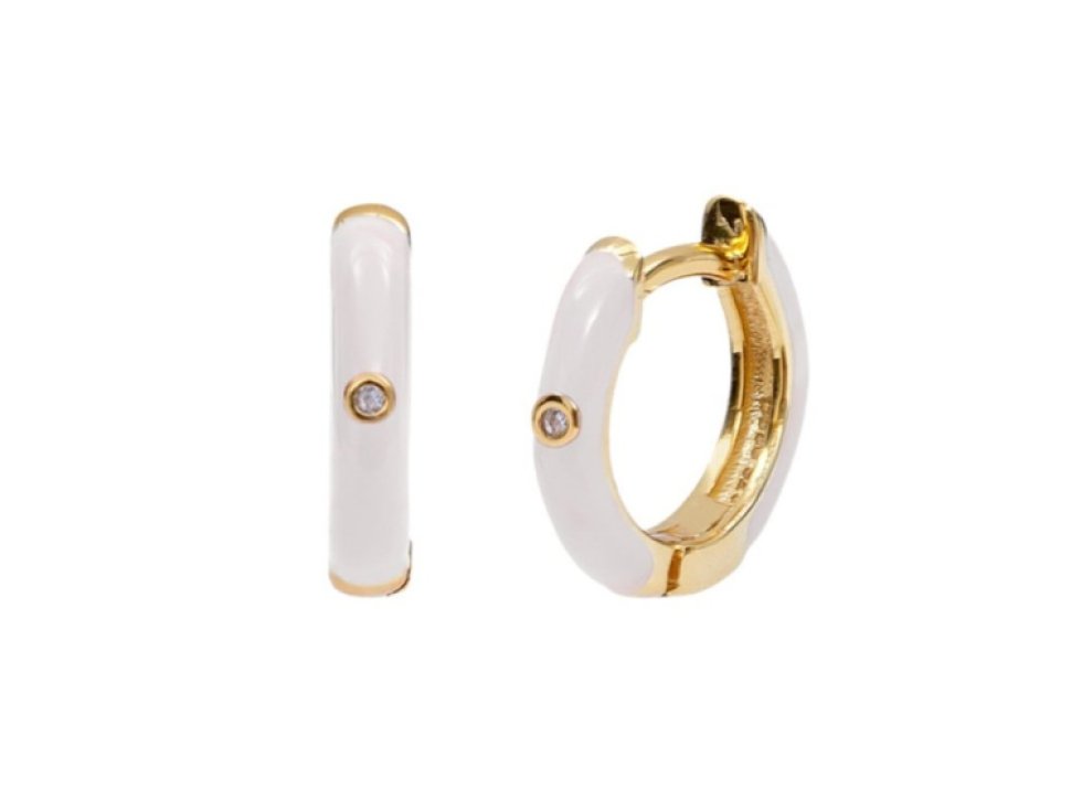 Náušnice z chirurgické oceli pozlacené 14karátovým zlatem, lesklé zlato, 1,1 x 0,2 cm