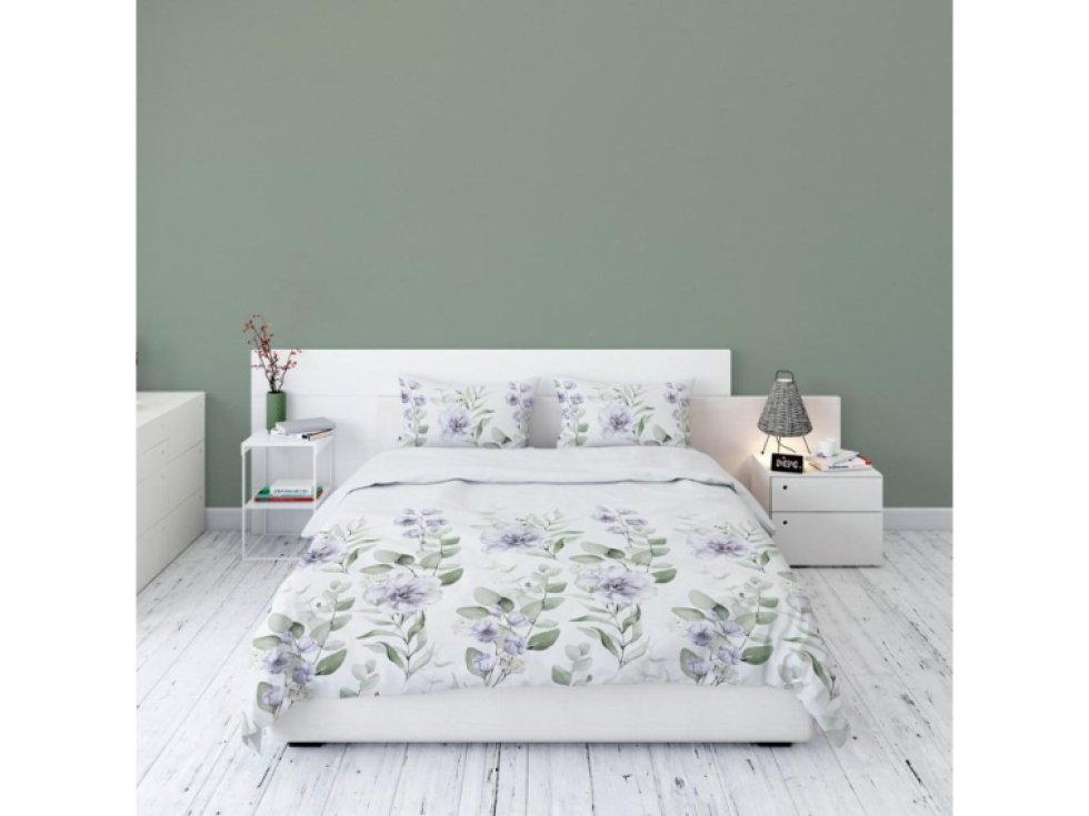 Flanelové ložní prádlo 220x200 bílý vřes polní květiny 4522 B Flanel 2023