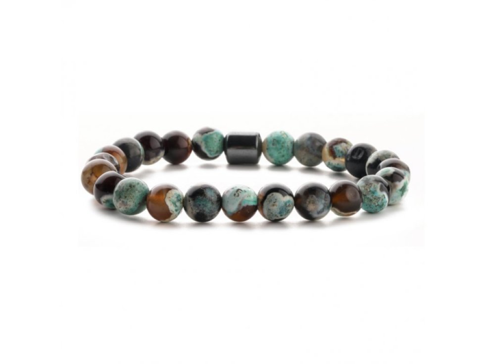 Náramek z pravých kamenů Mix kamenů III a Hematit. Unisex
